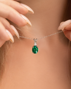 Emerald Pendant Necklace in Sterling Silver