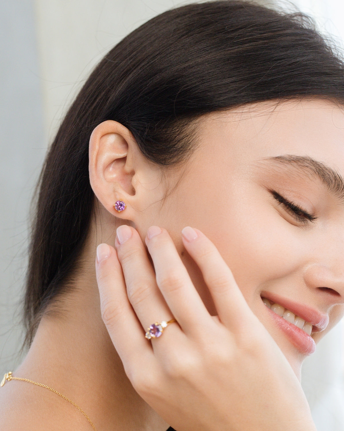 Pink Sapphire & Amethyst Jewellery Set in 18k Gold Vermeil