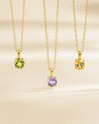 Lavender Amethyst Solitaire Pendant Necklace in 18k Gold Vermeil