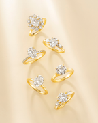 2 ct Round Moissanite Three Stone Engagement Ring in 18k Gold Vermeil
