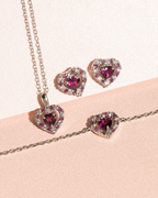 Red Heart Rhodolite Garnet Jewellery Set in Sterling Silver