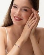 Pink Sapphire & Amethyst Jewellery Set in Sterling Silver