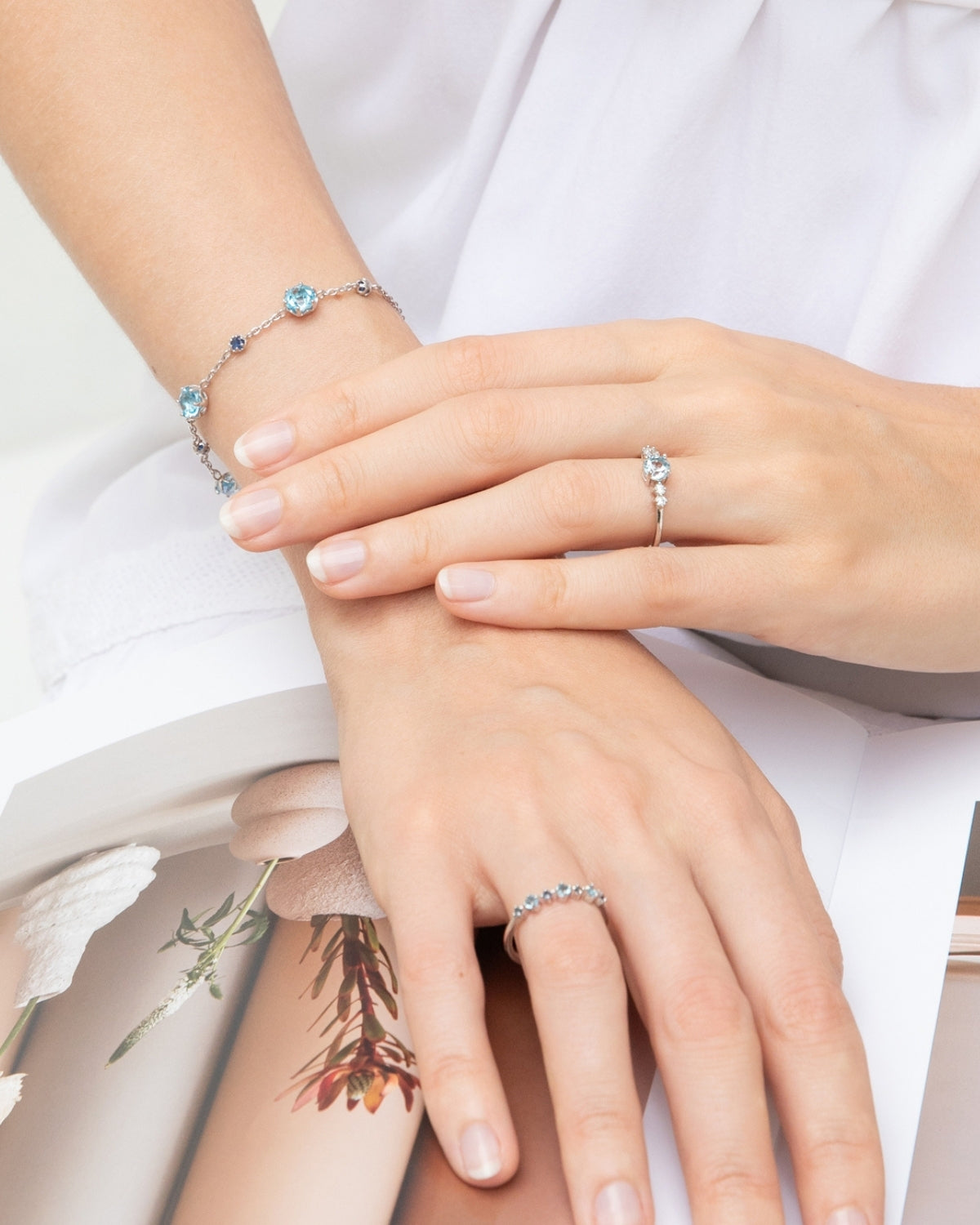 Sky Blue Topaz Five Stone Ring in Sterling Silver