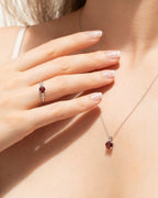 Garnet Five Stone Ring in Sterling Silver