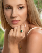 Emerald Halo Engagement Ring in 18k Gold Vermeil