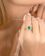 Emerald Halo Engagement Ring in 18k Gold Vermeil