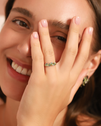 Emerald & Peridot Pear Cut Half Eternity Band in Sterling Silver