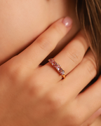 Pink Ruby & Amethyst Pear Cut Half Eternity Band in 18k Gold Vermeil