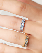 Blue Sapphire & Blue Topaz Pear Cut Half Eternity Band in 18k Gold Vermeil
