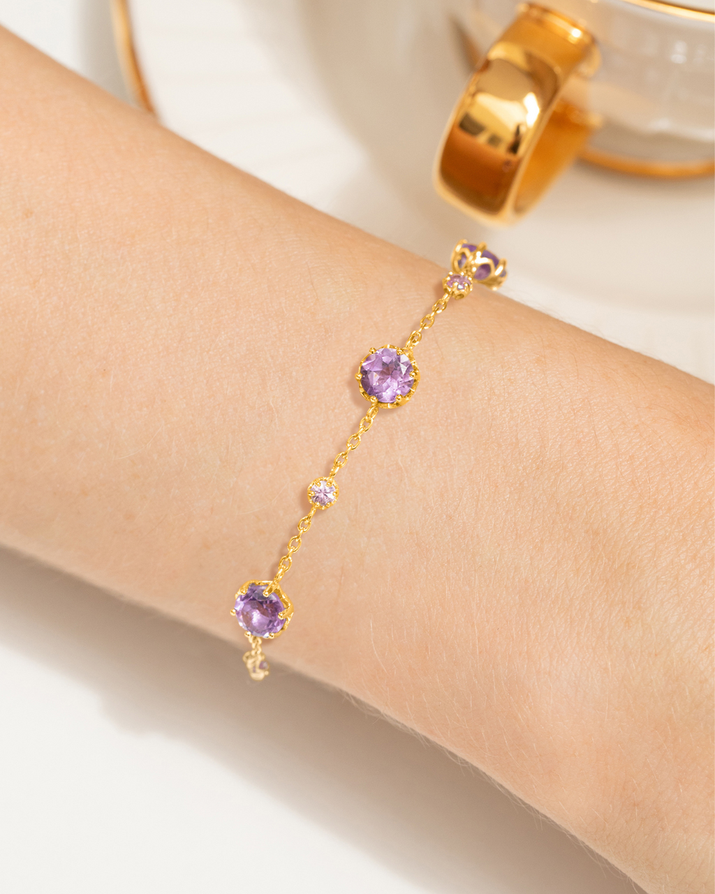 Pink Sapphire & Amethyst Jewellery Set in 18k Gold Vermeil