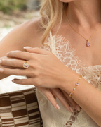 Pink Sapphire Halo Engagement Ring in 18k Gold Vermeil