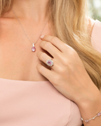 Pink Sapphire Pendant Necklace in Sterling Silver