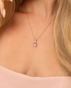 Pink Sapphire Pendant Necklace in Sterling Silver