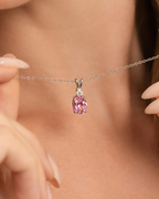 Pink Sapphire Pendant Necklace in Sterling Silver