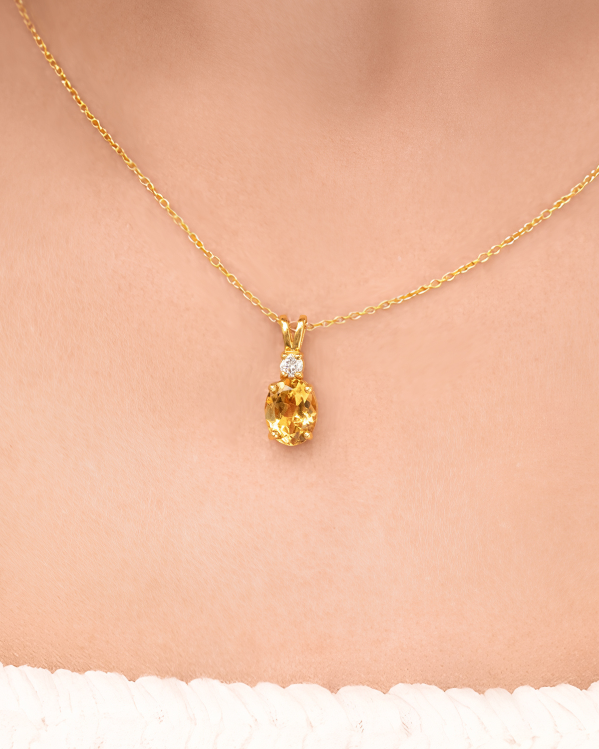 Citrine Pendant Necklace in 18k Gold Vermeil