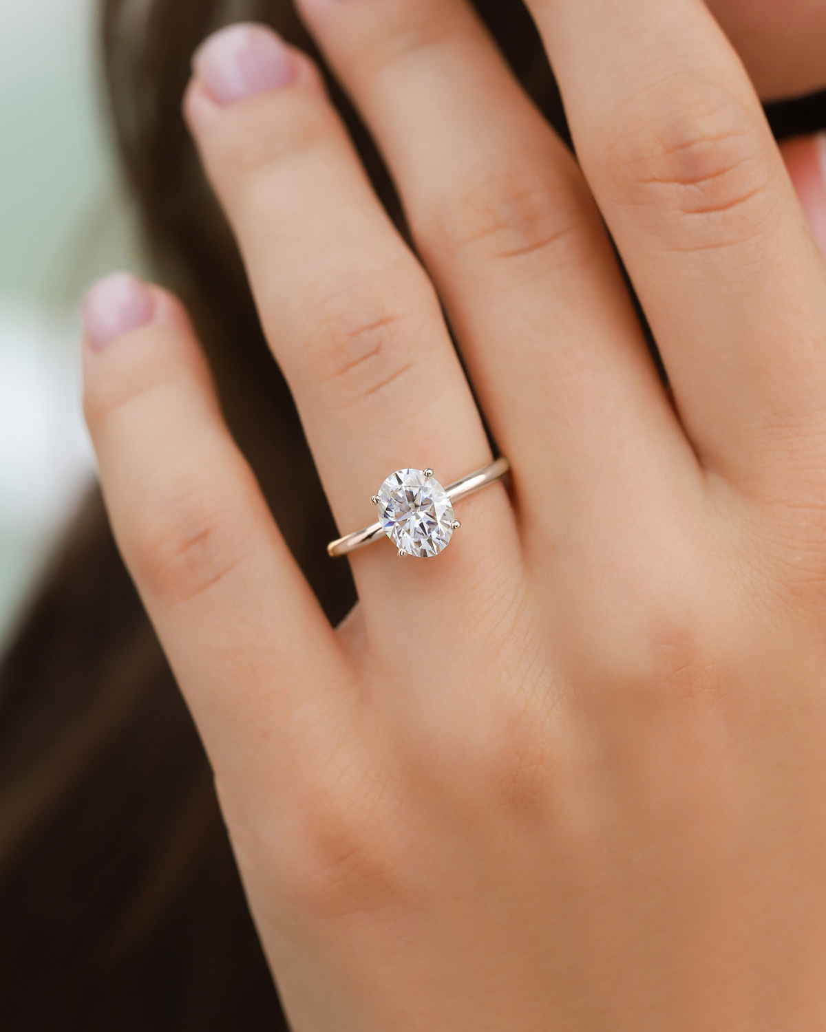 2 ct Oval Solitaire Moissanite Engagement Ring in Sterling Silver