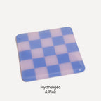 Fused Glass Coaster - Handcrafted Chequered Design from Cornwall by David Perry Glass & Ceramics (10cm-chequered-dual-colour-coaster-oceanside-collection)