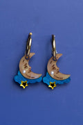 Melancholy Blue Night Sky Hoop Earrings