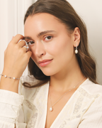 Freshwater Pearl Hoop Drop Earrings with Removable Pearls in Sterling Silver