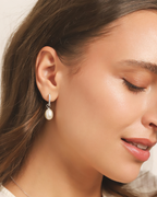 Freshwater Pearl Hoop Drop Earrings with Removable Pearls in Sterling Silver