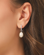 Freshwater Pearl Hoop Drop Earrings with Removable Pearls in Sterling Silver