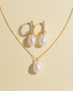 Freshwater Pearl Hoop Drop Earrings in 18k Gold Vermeil