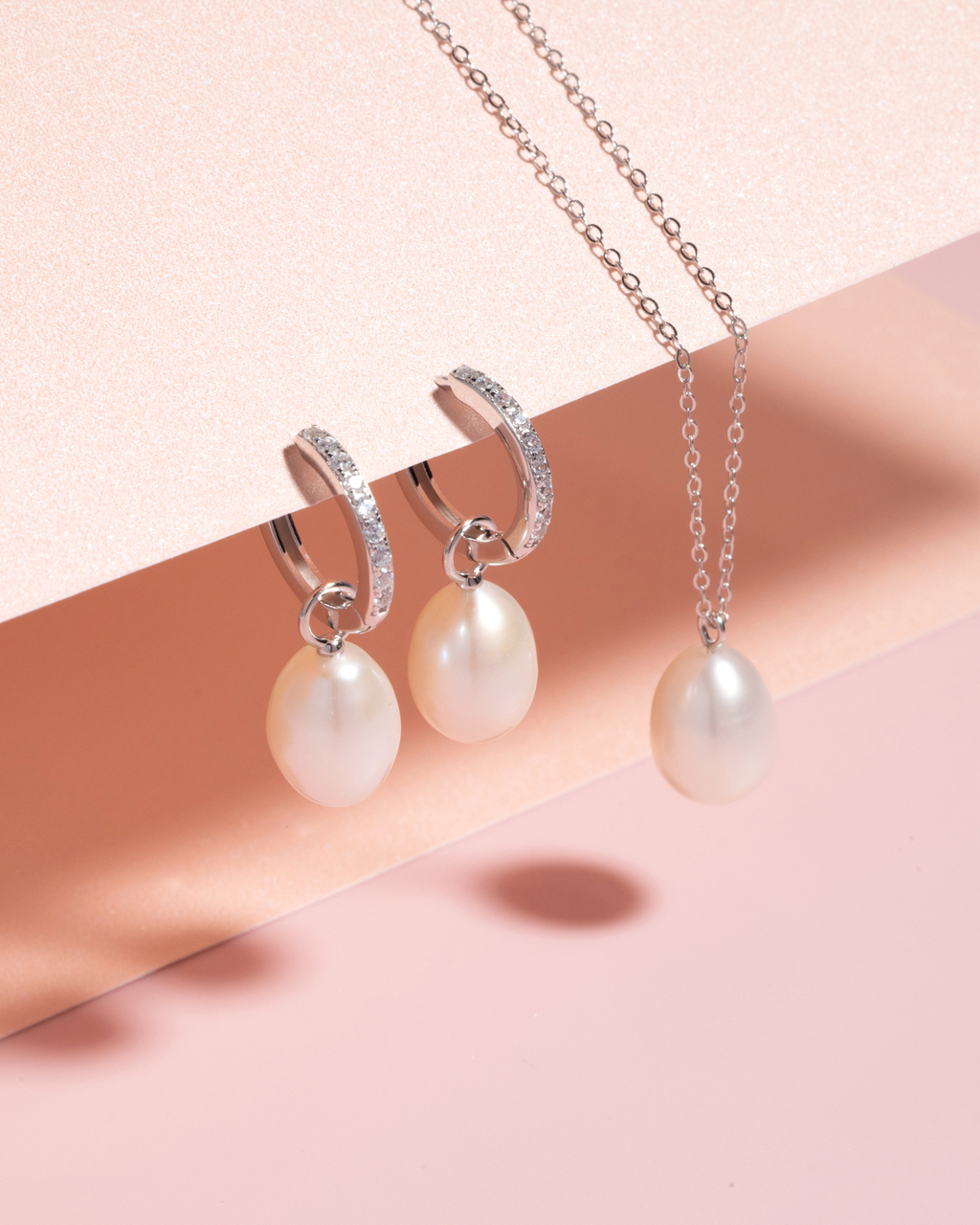 Freshwater Pearl Hoop Drop Earrings with Removable Pearls in Sterling Silver