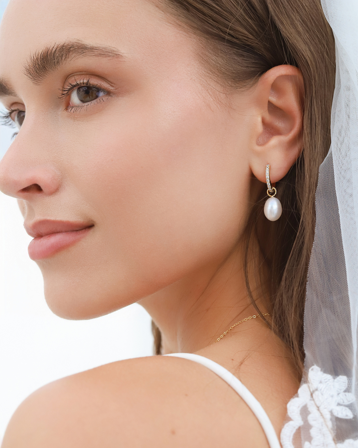 Pearl & Moissanite Bridal Jewellery Set in 18k Gold Vermeil