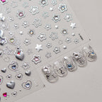 Hello Claws | Silver Star Heart 5D Nail Deco Sticker