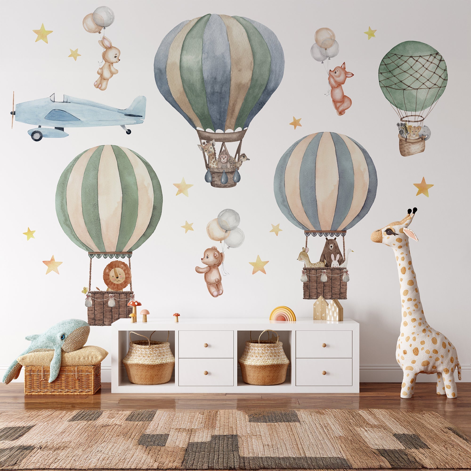 Colourful Hot Air Balloons Wall Sticker for Kids Rooms