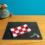Handmade Glass Tray – Chequered Fused Glass Trinket Dish by David Perry Glass & Ceramics (15x8cm-chequered-white-colour-medium-tray-bullseye-collection)