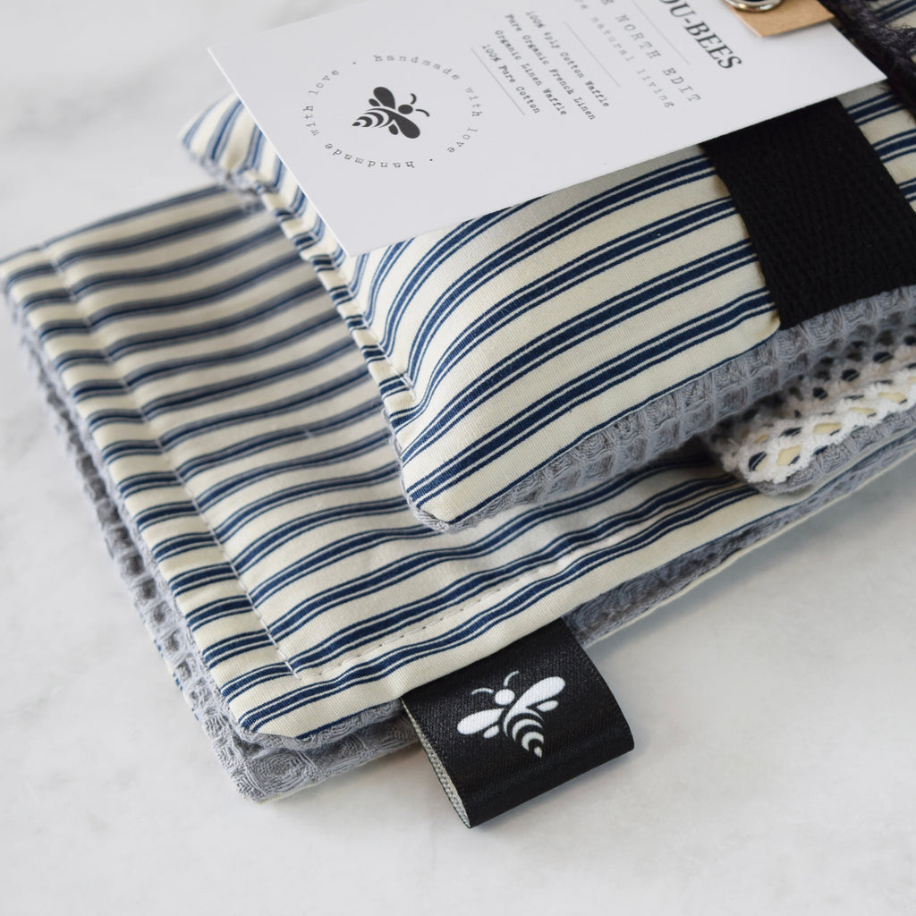 French Inspired Navy Stripe Kitchen Trio