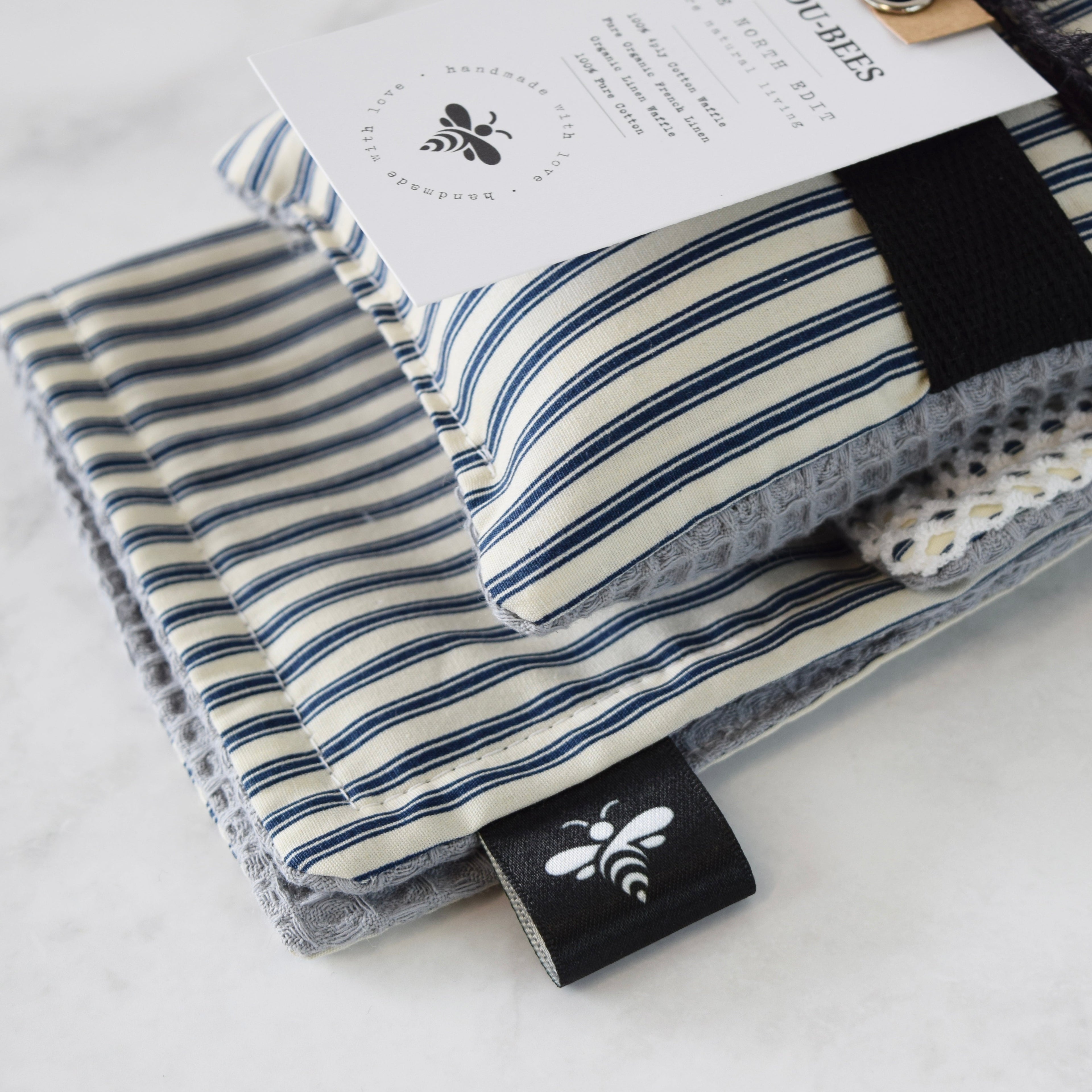 French Inspired Navy Stripe Kitchen Trio