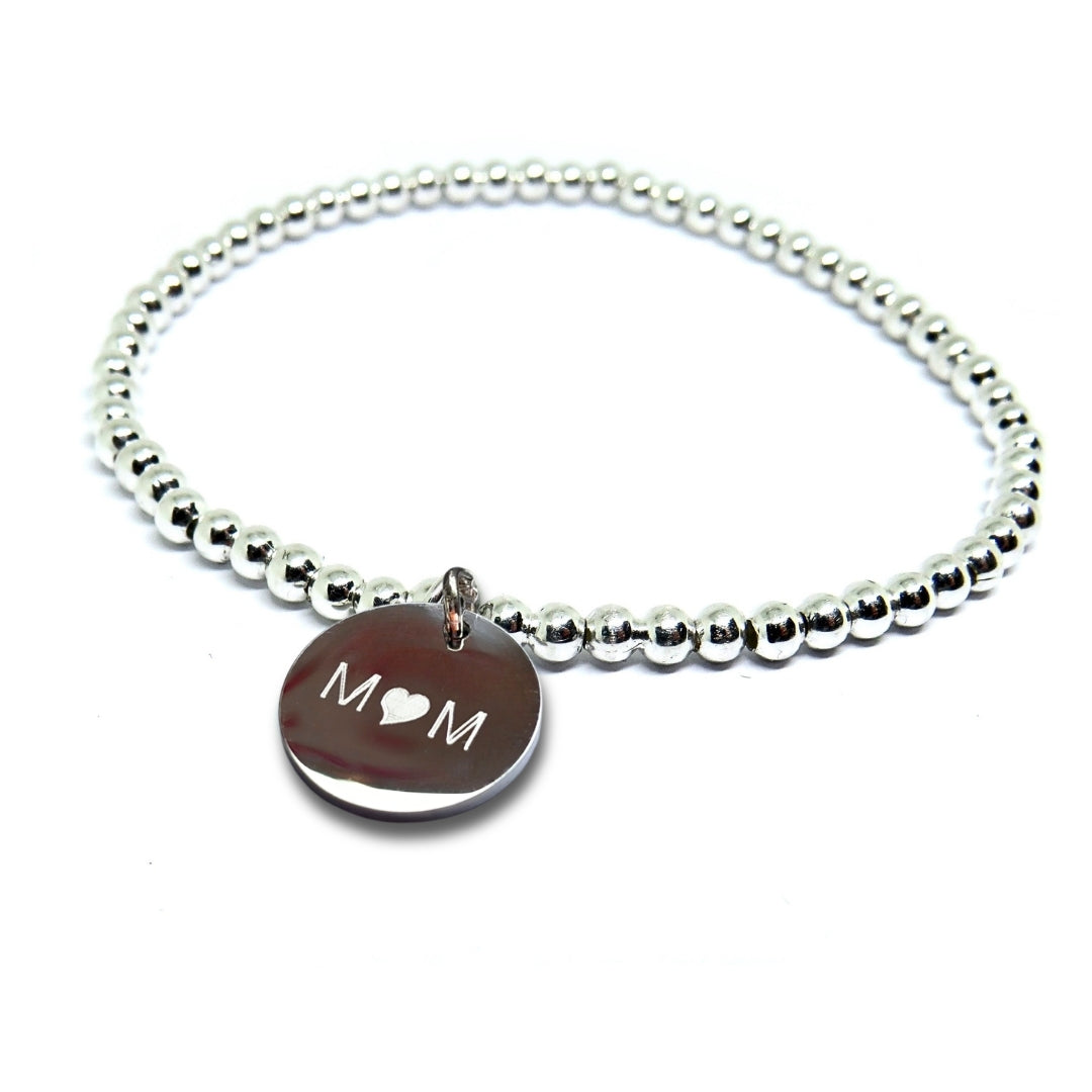 Mum with Heart Disc Bracelet