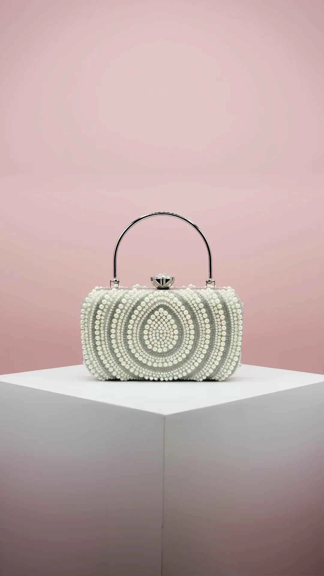 Jewelled Pearl & Crystal Clutch Bag