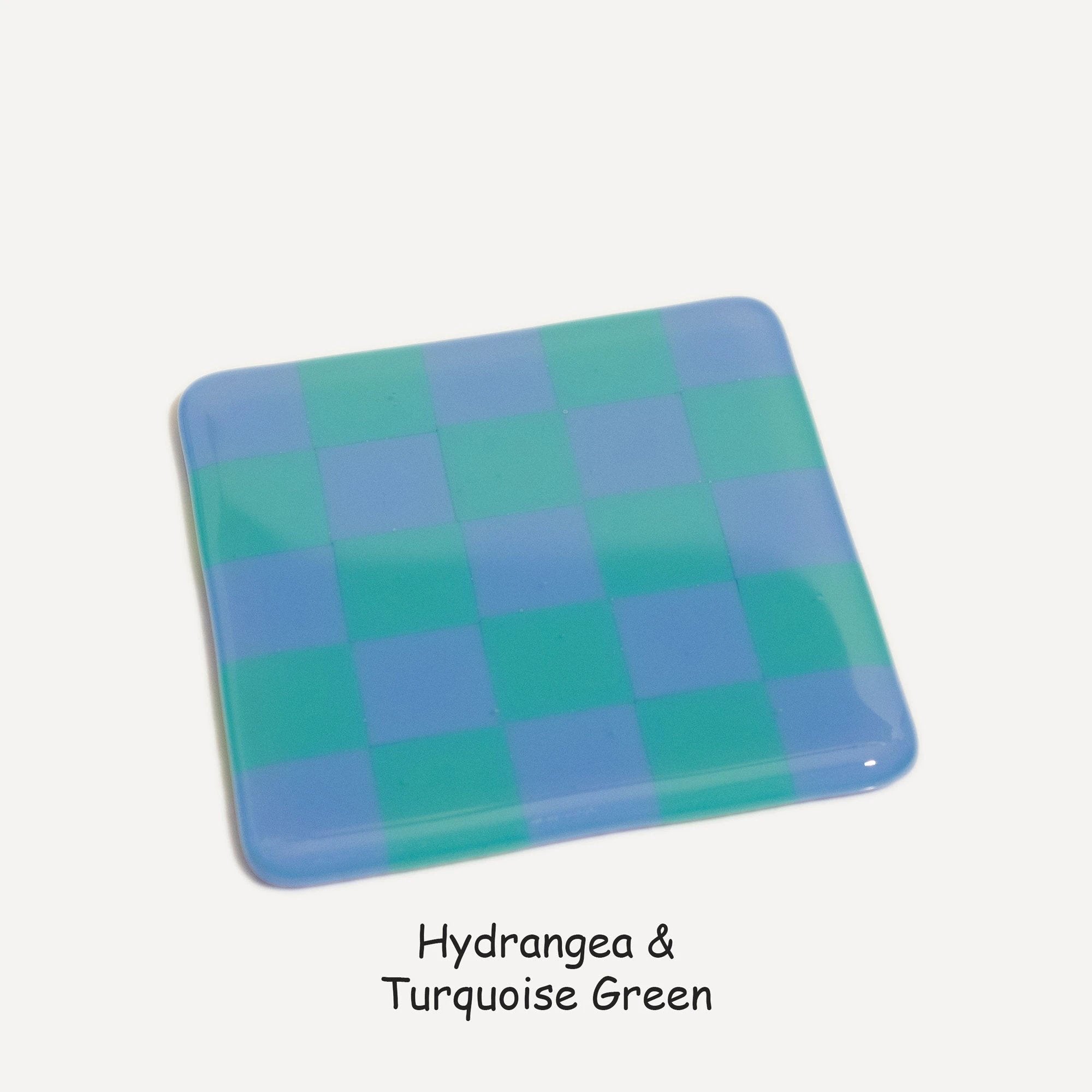 Fused Glass Coaster - Handcrafted Chequered Design from Cornwall by David Perry Glass & Ceramics (10cm-chequered-dual-colour-coaster-oceanside-collection)