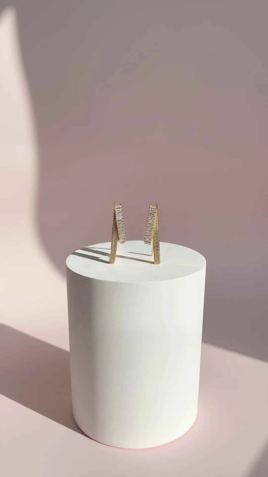 Ribbon Crystal Long Earrings