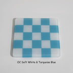 Glass Coasters – Handmade Chequered Design from Cornwall by David Perry Glass & Ceramics (10cm-chequered-soft-white-colour-coaster-oceanside-collection)