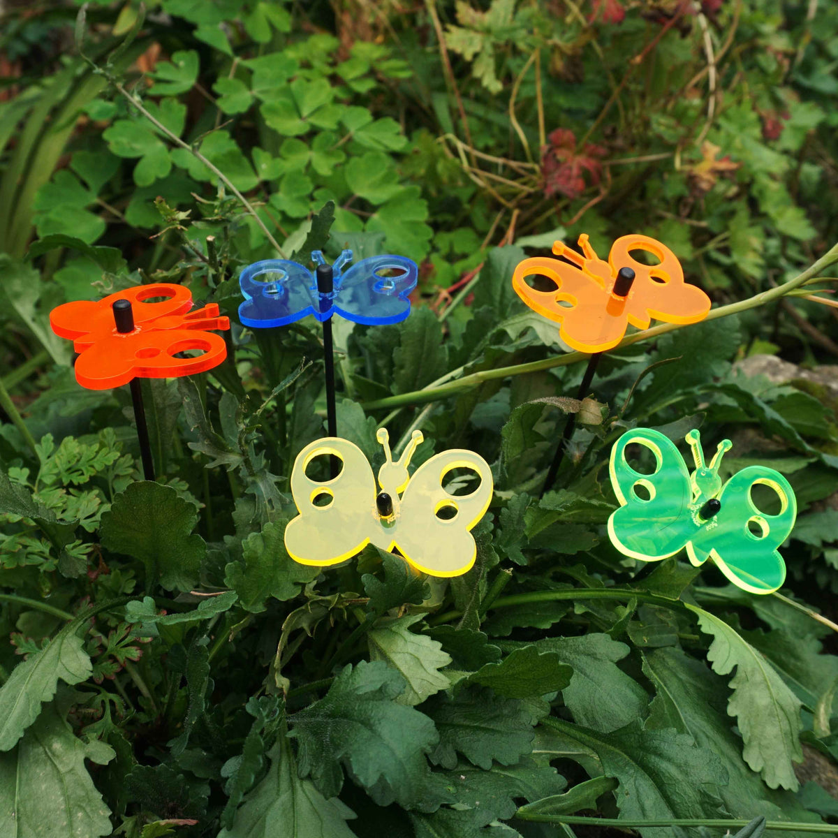 Small Garden Décor Ornaments Set of 5 'Peacock Butterfly'