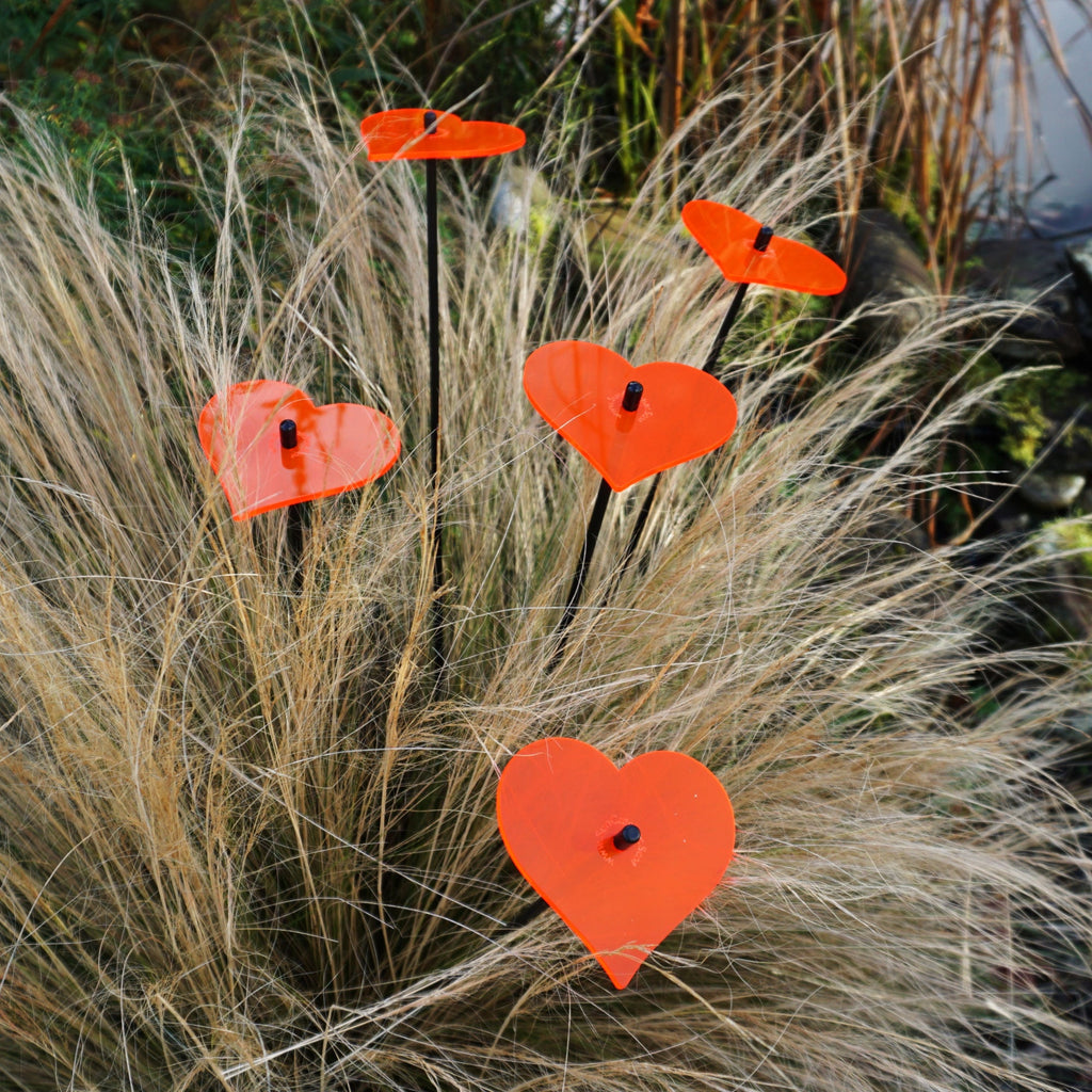 Medium Garden Décor Ornaments Set of 5 'Hearts'