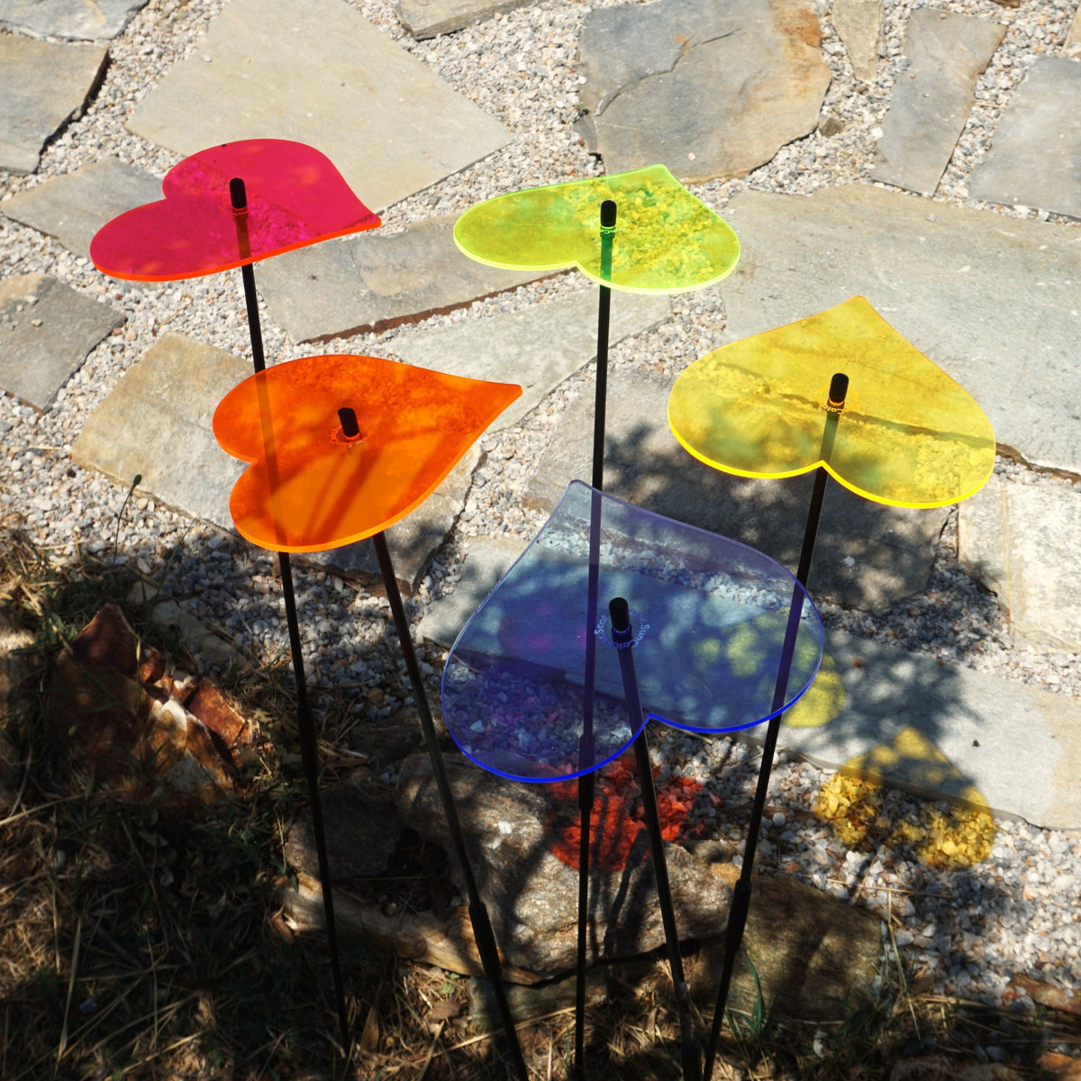 Large Garden Décor Ornaments Set of 5 'Hearts'