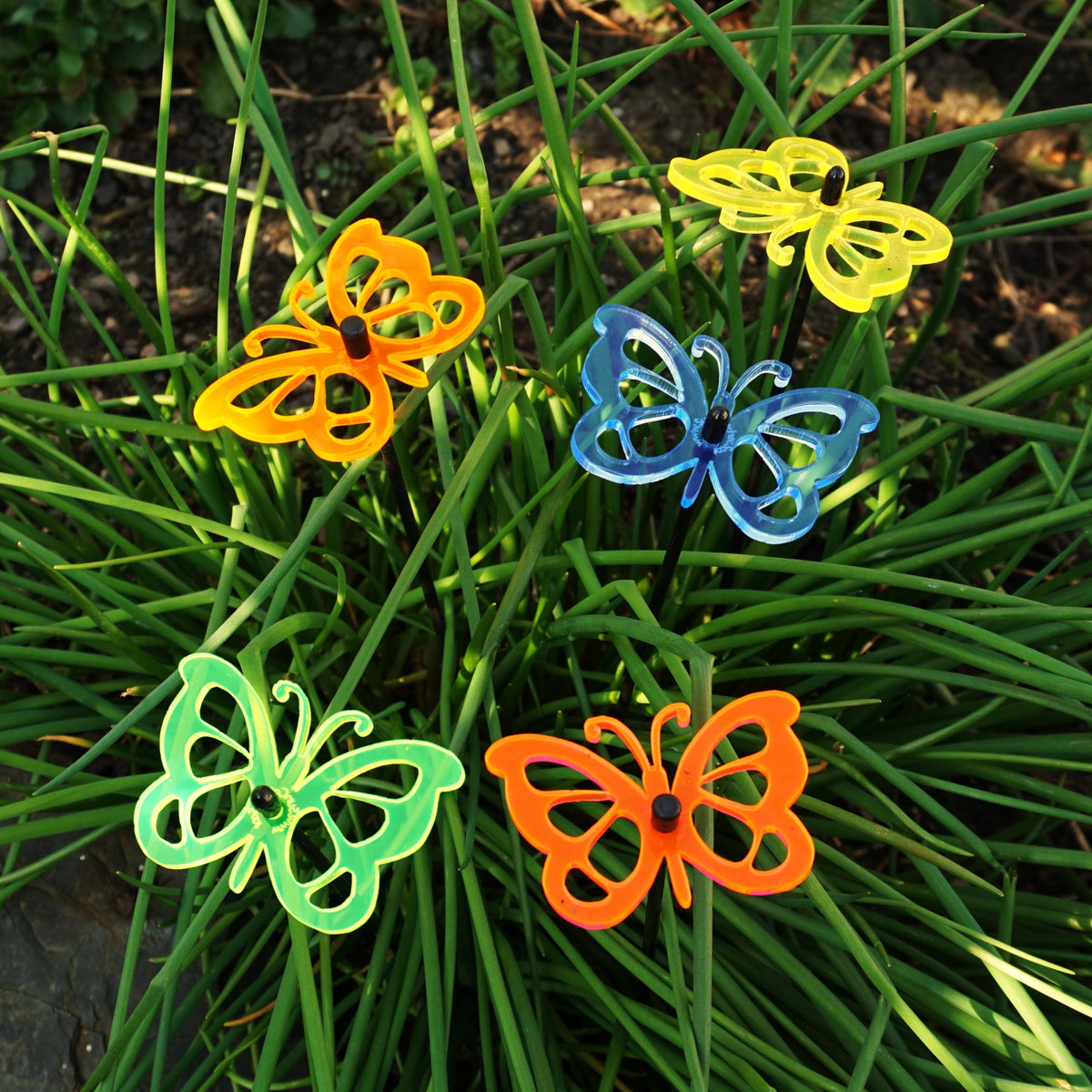 Large Garden Décor Ornaments Set of 5 'Comma Butterflies'