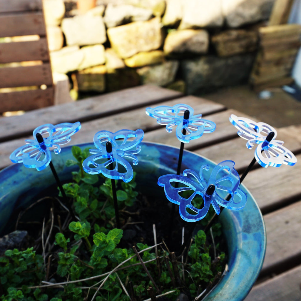 Large Garden Décor Ornaments Set of 5 'Comma Butterflies'