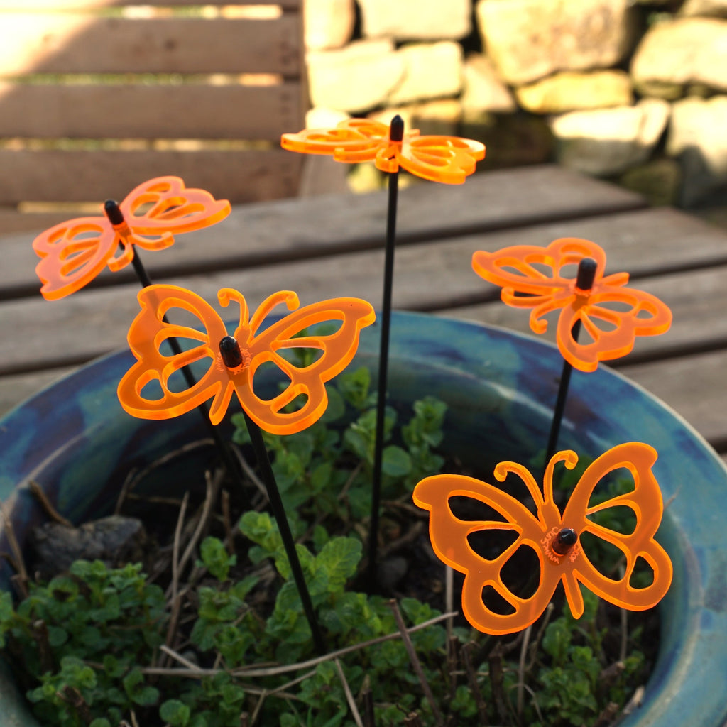 Large Garden Décor Ornaments Set of 5 'Comma Butterflies'