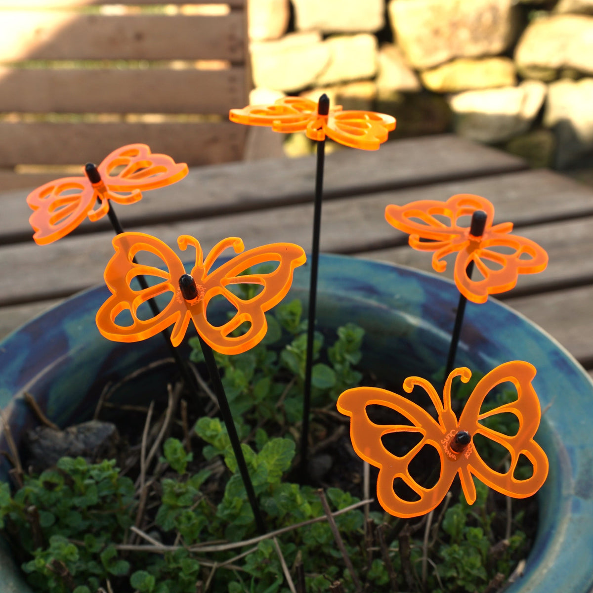 Large Garden Décor Ornaments Set of 5 'Comma Butterflies'