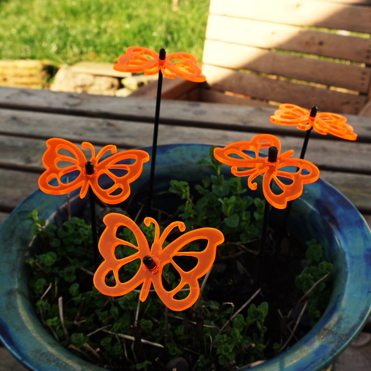 Large Garden Décor Ornaments Set of 5 'Comma Butterflies'