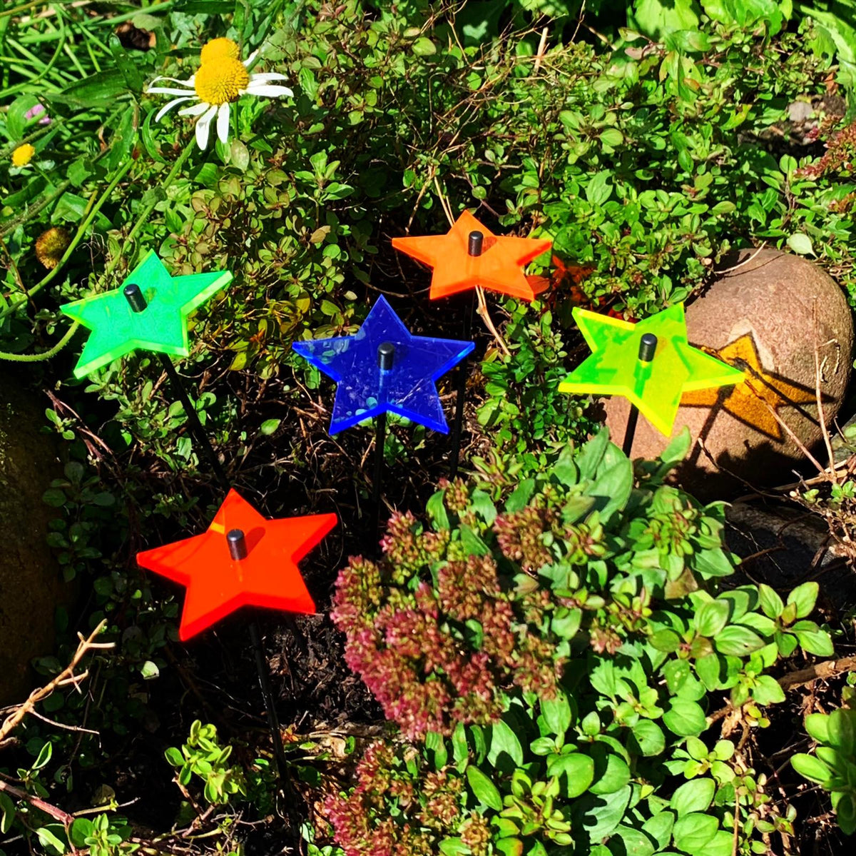 Garden Décor Ornaments Set of 5 small 'Shining Stars'