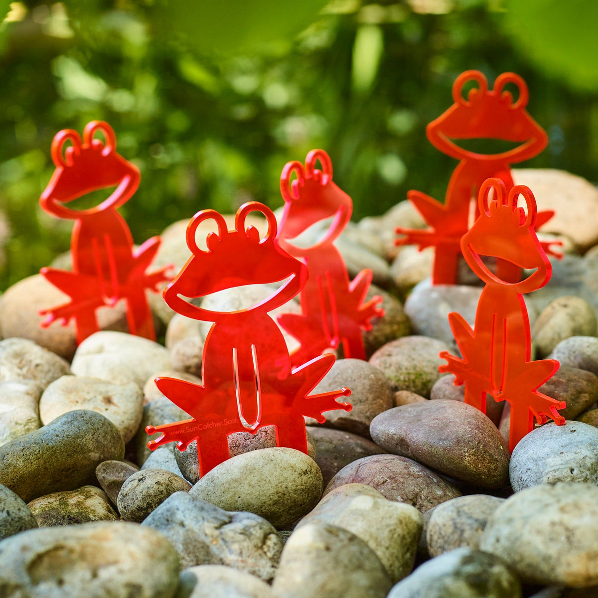 Garden Décor Ornament Stakes Set of 5 'Happy Frogs'