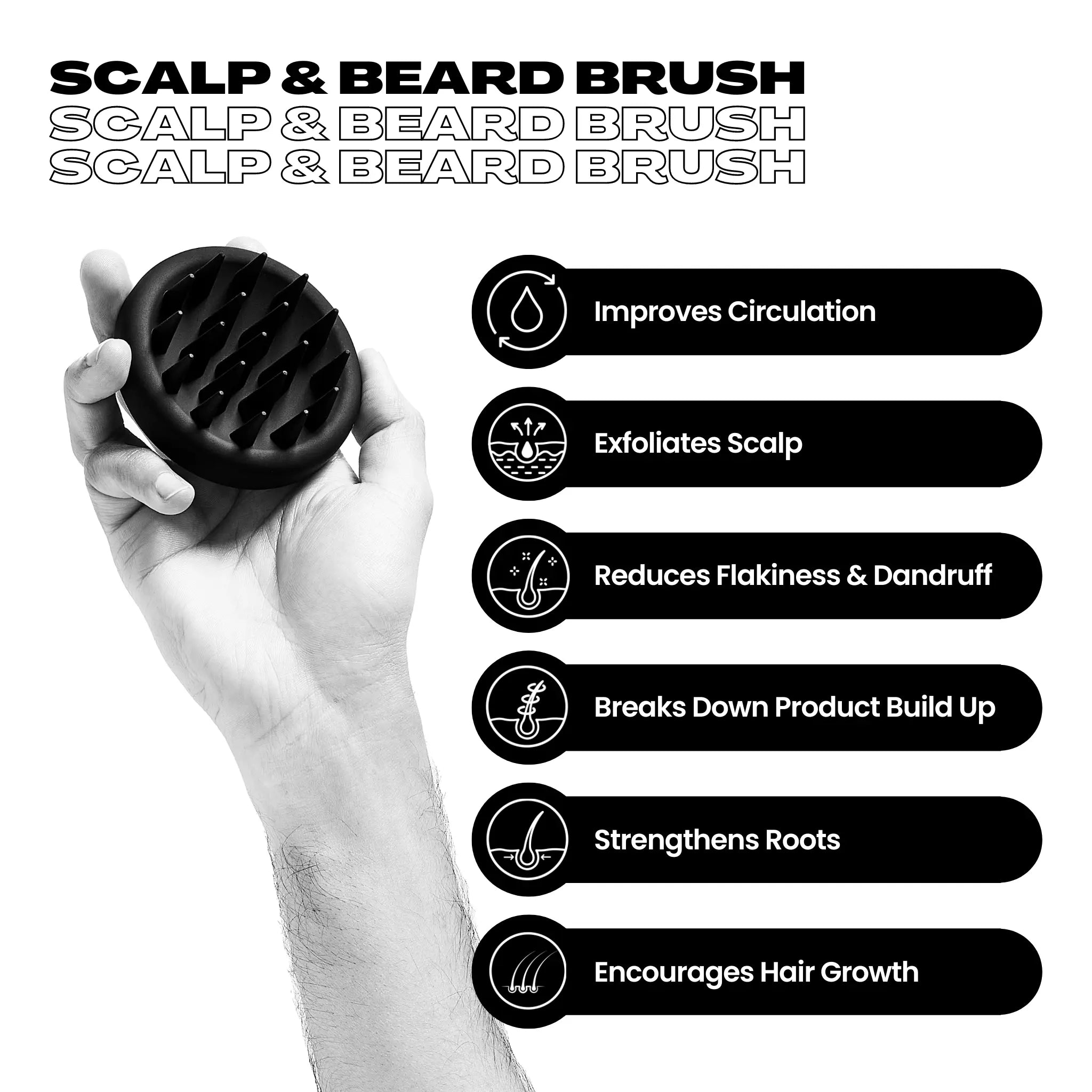 Scalp Brush, Head Massager & Beard Brush - Heist