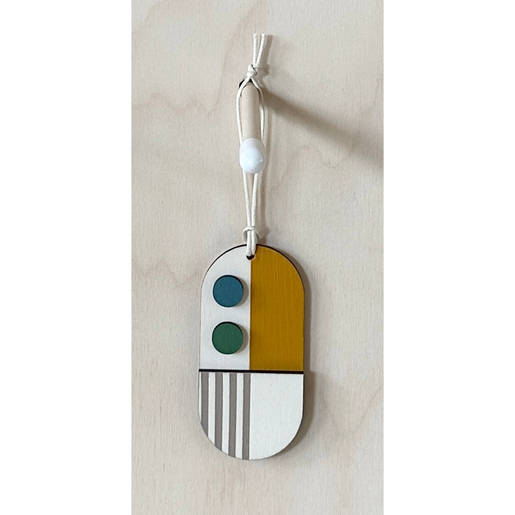 Geometric Decoration - Mini Mid-Century Wall Art - Little Wooden Decoration - Green & Yellow Decor
